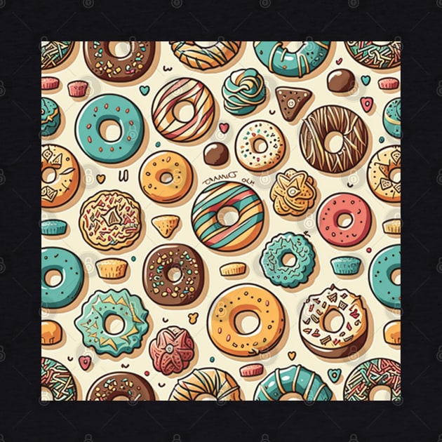 Donuts Pattern Line Drawing Colorful, Birthday Gift ideas for Donuts Lover by Pezzolano